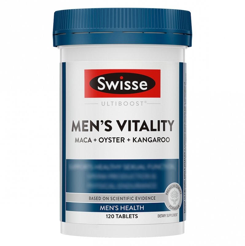 Swisse Men's Vitality男士活力補腎強腰瑪卡、蠔、袋鼠精、鋅活力雄風片120粒 - MTmart365